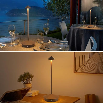EJQ 2 Pack LED Rechargeable Cordless Table Lamps,Portable Outdoor 5000mAh Battery Operated Table Light Touch Control 3 Color Dimmable for Patio/Cofee/Restaurant/Camping/Dining/Bedroom-Brown