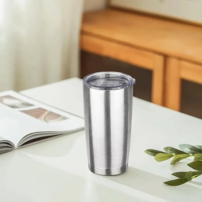 20oz Tumbler with Lid Stainless Steel Insulated Tumblers Travel Coffee Tumbler Bulk Double Wall Vacuum Insulated Water Cup Christmas Gifts for Women Men Her Him Home Office (Silver, 1pack)