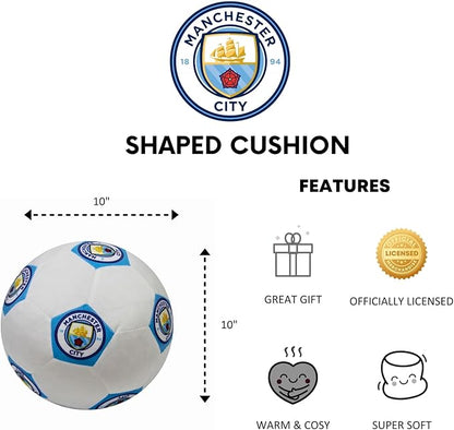 Character World Manchester City FC 3D Soccer Cushion | Fluffy Stuffed Toy Soccer Ball