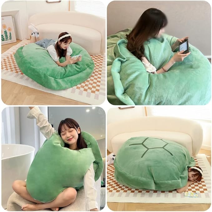 Srutirbo Wearable Turtle Shell Pillow, Removable Oversized Doll Stuffed Animal Costume Plush Toy Funny Dress Up,Creative Gift for Boys Girls Adults (51 in, Green)
