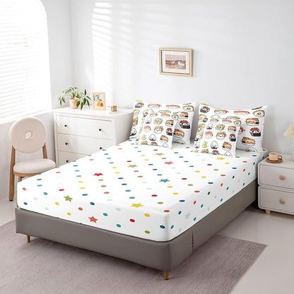 Feelyou Cute Sushi Comforter Set King Size 7 Pcs Japanese Nigiri Comforter Bed in a Bag Kawaii Japan Mustard Bedding Set for Boys Girls Teens Bed Set with Sheets, Pillowcases, Pillow Covers