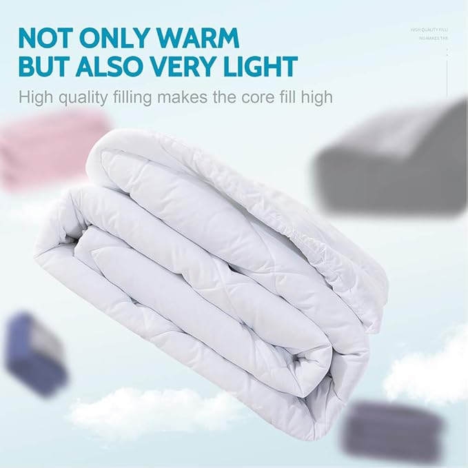 Decroom Lightweight King Comforter Set with 2 Pillow Sham - 3 Pieces Set - Quilted Down Alternative Comforter/Duvet Insert for All Season - White - King Size