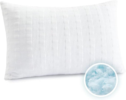 Meoflaw Cooling Pillows for Sleeping Queen Size,Shredded Memory Foam Bed Pillow with Double Sided Material Pillow Case,Adjustable Loft-Slow Rebound Queen Pillow for Side & Back Sleeper