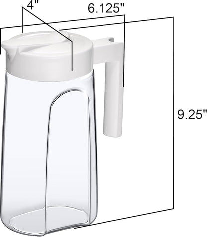 Amazing Abby - Slim Mini - Tritan Pitcher (48 oz), Unbreakable Plastic Water Pitcher with Lid, BPA-Free, Heat-Resistant, Dishwasher-Safe, Great for Iced and Hot Drinks, Indoors and Outdoors, White