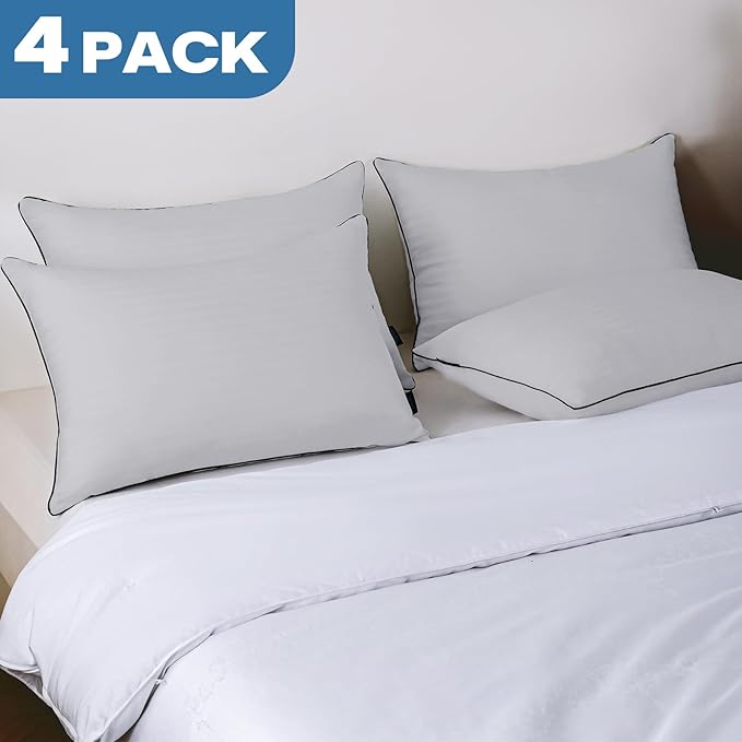 GOHOME Pillows Standard Size Set of 4 - Bed Pillows for Sleeping 4 Pack, Cooling Supportive Hotel Pillows with Premium Soft Down Alternative Fill for Side Stomach and Back Sleepers