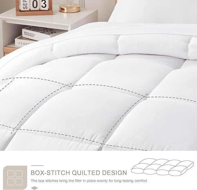 Newspin Full Comforter Set White - Bed in a Bag Full Size 7 Pieces, All Season Bed Set, Fluffy Comforter Set with Sheets, Sheet Set Quilt Blanket, Pillowcases & Shams