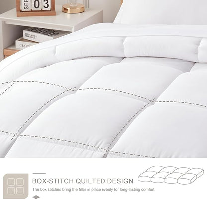 Newspin King Comforter Set White - Bed in a Bag King Size 7 Pieces, All Season Bed Set, Fluffy Comforter Set with Sheets, Sheet Set Quilt Blanket, Pillowcases & Shams