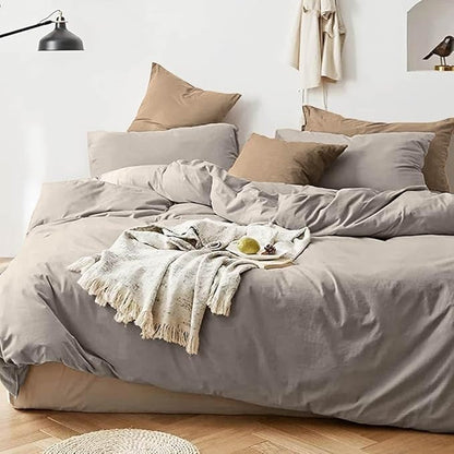 ETDIFFE Tan King Size Comforter, 3pc Soft Farmhouse Taupe Bedding Set & Collection, Lightweight All Season Microfiber Down Alternative Bed Comforter with 2 Pillow Shams for Women Men