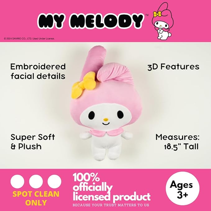 Collectibles Sanrio My Melody Bedding Super Soft Plush Decorative Throw Cuddle Pillow, (Officially Licensed Product) By Franco