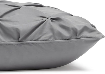 Amazon Basics 2 Piece Soft, Lightweight Down-Alternative All-Season Comforter and Bedding Set, Pinch Pleat, Twin/TwinXL, Dark Grey
