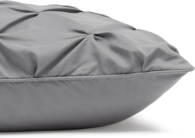 Amazon Basics Soft, Lightweight King Size Comforter Set, All-Season Down-Alternative 3-Piece Bedding Set, Pinch Pleat Design with Piped Edges, Dark Grey