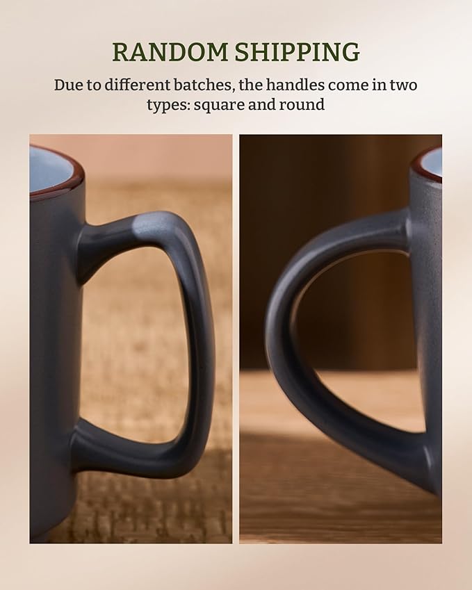 famiware Coffee Mugs Set of 4, Nebula 14oz Coffee Mugs, Ceramic Cup Set with Handle for Latte, Tea, Milk, Cappuccino, Cocoa, Charcoal