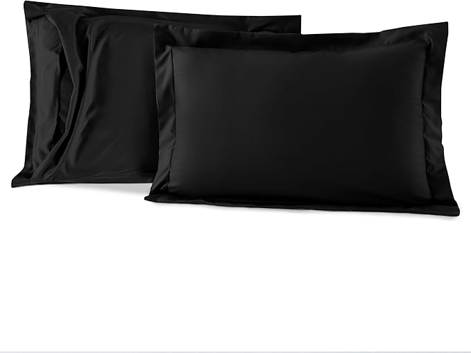 Elegant Comfort 3-Piece Box Stitched Down Alternative Comforter with Shams - Ultra Soft for All Season Duvet Insert with Corner Tabs, Plush Cozy 3PC Comforter Set, Full, Black