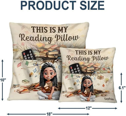 Personalized Pocket Pillow - Book Lover Gift, Reading Nook Accessory, Cozy Home Décor Idea - This is My Reading Pillow Book Tree