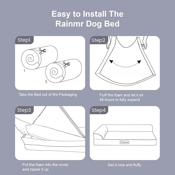 Orthopedic Dog Beds for Large Dogs, Memory Foam Dog Beds Large Sized Dogs, Washable Removable Cover, Nonskid Bottom, Waterproof, for Indoor, Outdoor, Crate ＆ Car Use, 44x32x6 Inches, Dark Grey