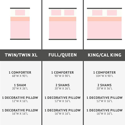 Intelligent Design Raina King/Cal King Comforter Set, Soft Microfiber, Modern Geometric Metallic Bed Set, 5 Pieces College Bedding with 2 Shams, 2 Toss Pillows Blush/Gold