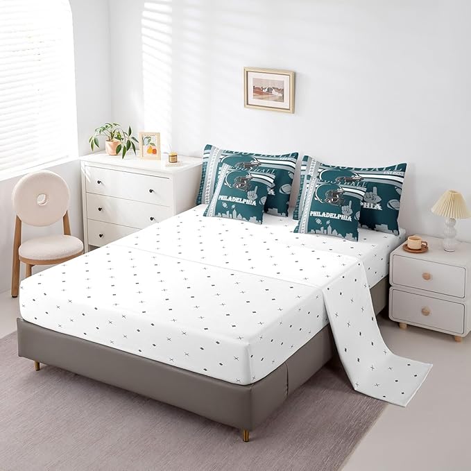 Feelyou Football 7 Pieces Comforter Sets Rugby Sports Bedding Set for Boys Kids Teen Twin Size Sports Theme Bed in a Bag with Comforter, Sheets, Pillowcases & Cushion Cover