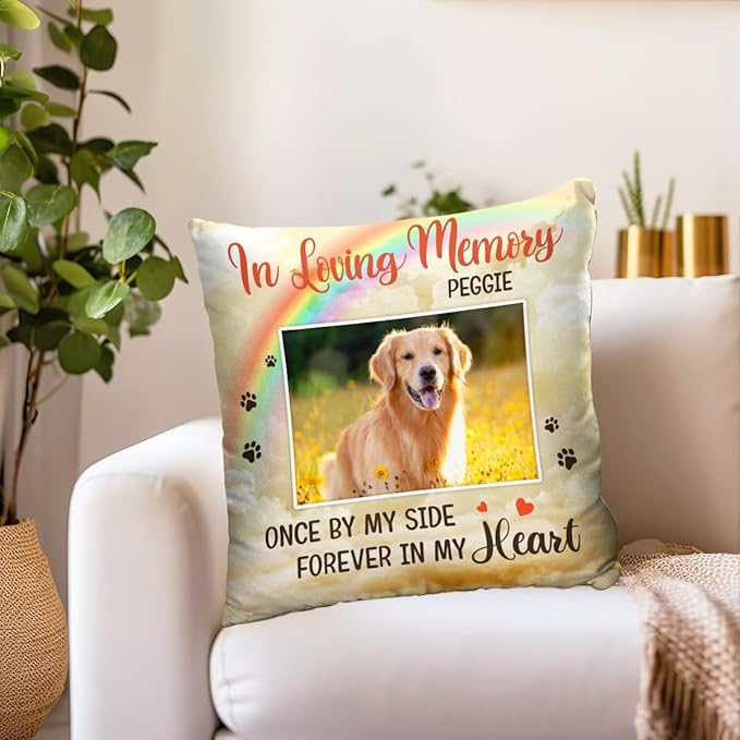 Pawfect House Custom Photo Throw Pillow Covers (Insert Included), Cat Memorial Gifts for Loss of Cat, Dog Passing Away Gifts, Pet Loss Sympathy Gift, in Loving Memory Dog Pillow