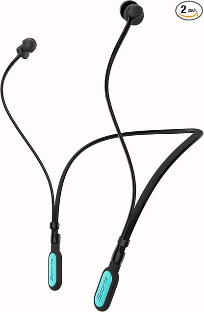 HALLEAST Earplugs for Concert, Noise Reduction, Hearing Protection, with Removable Ear Plug Lanyard, Safety Connector Cord Strap Neckband – SNR 26dB, NRR 14dB, Black Plug + LightBlue Tip