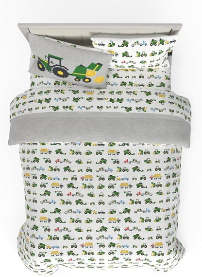 Franco Kids John Deere Farm Equipment Bedding 5 Piece Super Soft Comforter and Sheet Set, Full, (Officially Licensed Product)