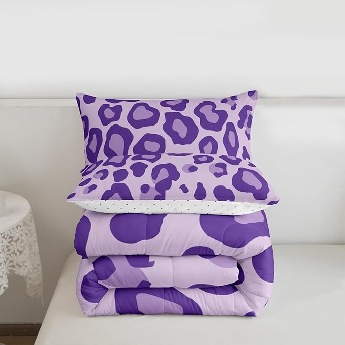 Erosebridal Purple Leopard Comforter for Kids Boys Girls,African Cheetah Print Toddler Bedding Set,Farmhouse Rustic Duvet Insert,Wild Animal Skin Quilt Bedroom Decor