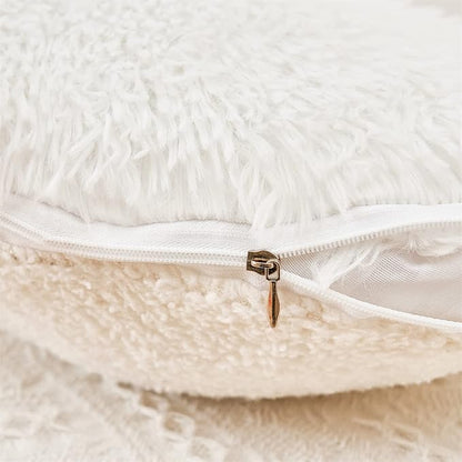 MOOWOO White Fluffy Heart Pillow, Faux Fur Throw Pillow,Sherpa Plush Fluffy, Cute Soft Throw Cushion, Valentines Day,Thanks Giving Days,Christmas Day Decorative for Home Bed Couch Heart Shape