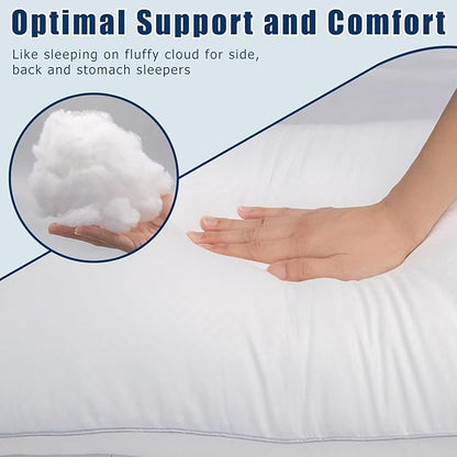 Bed Pillows for Sleeping 2 Pack, Queen Size Pillows Set of 2, Down Alternative Filling, Fluff by Patting Pillow for Back, Stomach or Side Sleepers Grey