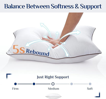 JOLLYVOGUE Pillows Queen Size Set of 4 for Sleeping, Soft and Supportive Bed Pillow with Down Alternative Filling for Side and Back Sleepers, Hotel Collection