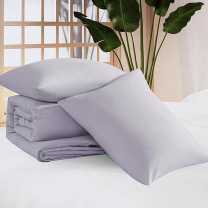 WRENSONGE Queen Comforter Set - 3 Pieces Prewashed Lilac Comforter Soft Lightweight for All Seasons,Down Alternative Comforters Queen Size with 2 Pillow Shams