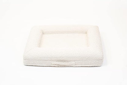 Luxury Boucle Orthopedic Memory Foam Dog Bed with Waterproof Liner and Machine Washable Cover with YKK Zippers (Small, 29" L x 23" W x 6" Th, Cloud)