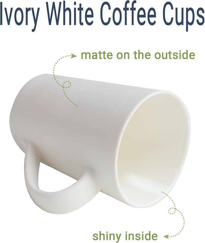 2 Pack 12 OZ Ceramic Coffee Cup Simple Pure White Ceramic Cup Plain Large Tall White Milk Tea Coffee Mug with Handle