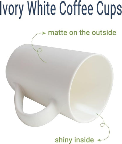 2 Pack 12 OZ Ceramic Coffee Cup Simple Pure White Ceramic Cup Plain Large Tall White Milk Tea Coffee Mug with Handle