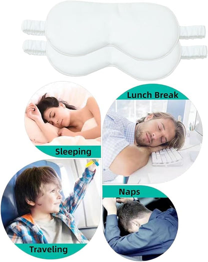 HBHLFZ Sleep Mask 2 Pack - Bamboo Viscose Fiber Sleeping Eye Mask - with Elastic Band/Headband - Comfort Sleeping Shade - for Nighttime Sleeping, Traveling & Napping（White）