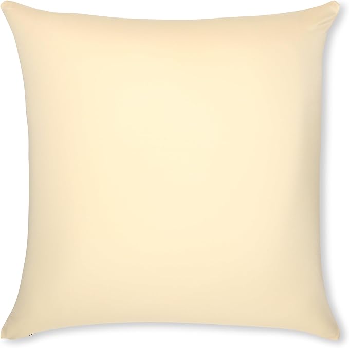 PILLOWY 24"x24" Throw Pillow - Off white- Creme: 1Pcs Luxurious Premium Microbead Pillow With 85/15 Nylon/Spandex Fabric. Forever Fluffy, Outstanding Beauty & Support. Silky, Soft & Beyond Comfortable