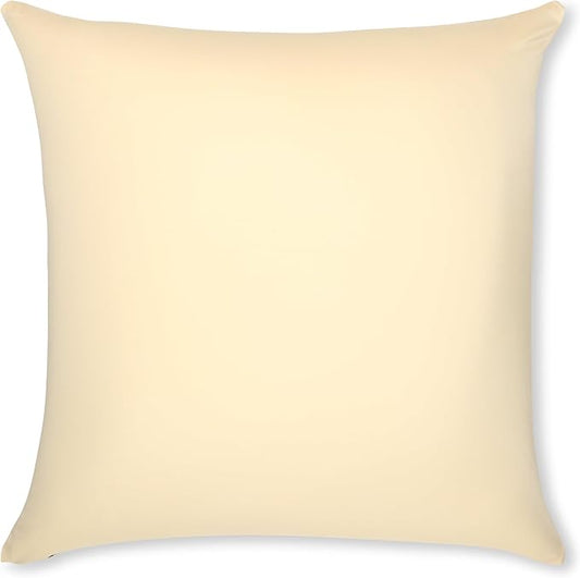 PILLOWY 24"x24" Throw Pillow - Off white- Creme: 1Pcs Luxurious Premium Microbead Pillow With 85/15 Nylon/Spandex Fabric. Forever Fluffy, Outstanding Beauty & Support. Silky, Soft & Beyond Comfortable