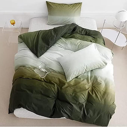 Houseri Gradient Green & White Comforter Set - Green & Cream Bedding - King Size