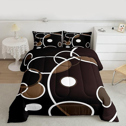 Erosebridal Aesthetic Modern Comforter Set King Abstract Artwork Bedding Set, Black Geometric Bedding Comforter Sets White Stripe Duvet Sets, Lightweight Soft Cozy Quilted Comforter with 2 Pillow Case