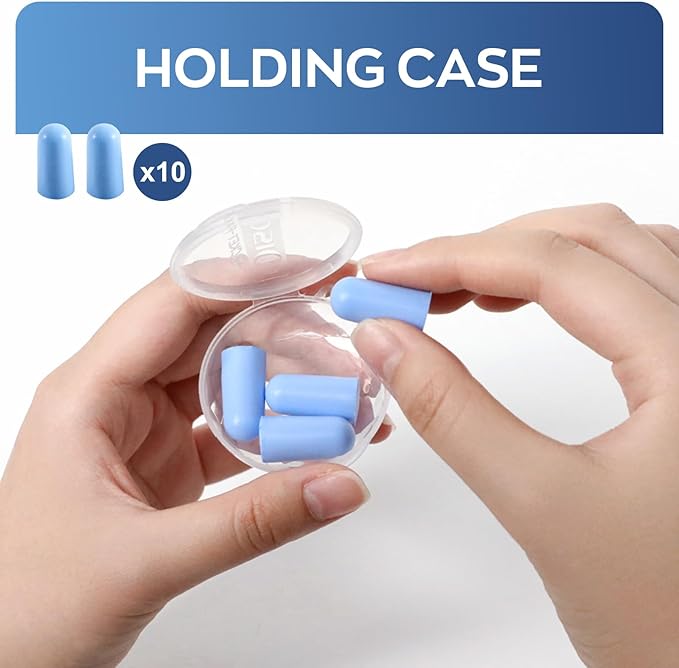 10Pairs Foam Earplugs, Noise Cancelling Ear Plugs for Sleeping Hearing Protection for Shooting Range, Work, Travel,Concert Blue
