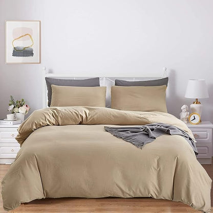 KAREVER Champagne Comforter Set Cal King Bedding Set Lightweight Women Soft Blanket 3 PCs Durable Light Khaki Colored Comforter Set Cal King