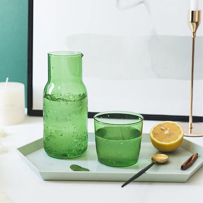 Bedside Carafe with Cup, 20oz Glass Carafe and Glass Set for Guest Room, Bathroom, Living Room