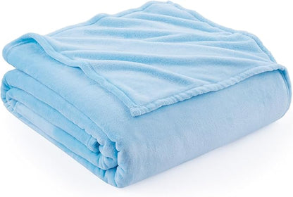 Hansleep Fleece Light Blue King Blanket, Super Soft Flannel Fuzzy Plush Cozy Blanket for All Seasons, Light Blue, King 90x108 Inches