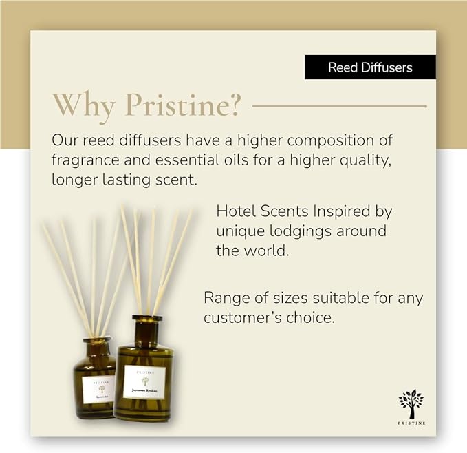 PRISTINE Japanese Ryokan Reed Diffuser for Home | Fresh Lavender, Moroccan Amber Reed Diffuser Set, Oil Diffuser & Reed Diffuser Sticks- Home & Office Decor-Fragrance Gift