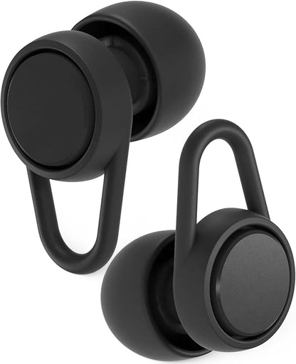 Hears Plus Ear Plugs for Noise Reduction - Patented Reusable Concert Earplugs, 25dB SNR Sound Reduction, Hypoallergenic for Musicians, Motorcycle and Sleeping with 4 tip Sizes - Jet Black