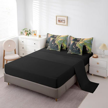 Erosebridal Black Bear King Bedding Set, Wild Animal Bed in A Bag,Bear Decorations for Home Comforter Sets with Sheets, Vintage Rustic Decor 7 Pieces Bed Set Bedroom Decor