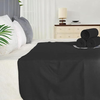 ZYFZCYBL Fleece Throw Blankets Lightweight Warm Soft Cozy Pet-Friendly Bulk Fleece Throw Blanket Solid for Home Bed, Sofa，Office,Gifts, Couch (Pack of 6-50 x 60 inch，Black)