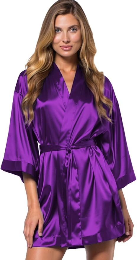 Turquaz Women's Bride Bridesmaids Silky Robe Satin Kimono Robes for Women Lingerie