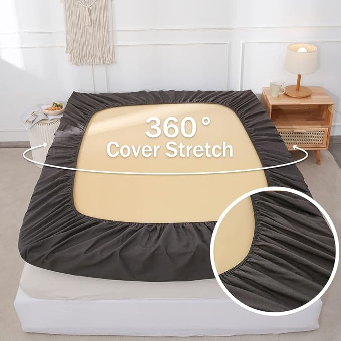 Simple&Opulence Belgian Linen Sheet Set Solid Color - 3 Pieces (1 Flat Sheet, 1 Fitted Sheet & 1 Pillowcase) Natural Flax Cotton Blend Soft Breathable Farmhouse Bedding - Twin Size, Dark Grey