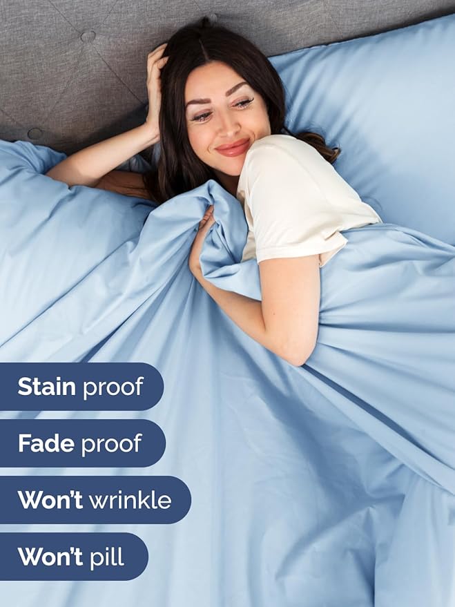 Extra Deep Full Sheet Set - 6 Piece Breathable and Cooling Sheets - Hotel Luxury Bedding for Women, Men, Kids & Teens - Easy & Secure Fit - Soft, Wrinkle Free & Comfy - Extra Deep Pockets - Light Blue