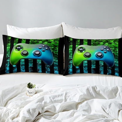 Gaming Comforter Set Full Size for Boys Kids Game Room Decor United States Bedding Set Video Game Gamer Down Comforter Camouflage Stripes Teens Bedroom Decor Gamepad Bedding Set with 2 Pillow Cases