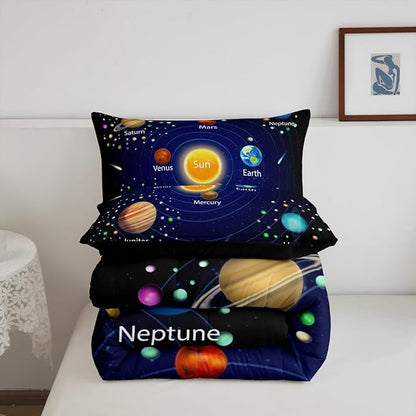Feelyou Outer Space Comforter Set Boys Universe Planet Bedding Set for Kids Boys Girls Galaxy Comforter Planet Quilt Set 1 Comforter Set with 2 Pillowcases Full Size